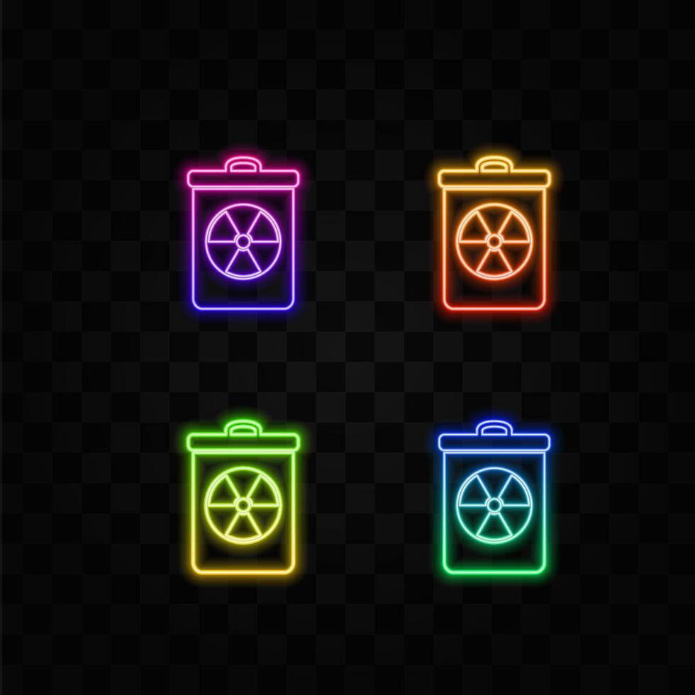 toxic waste icon design. radioactive waste. neon style. vector