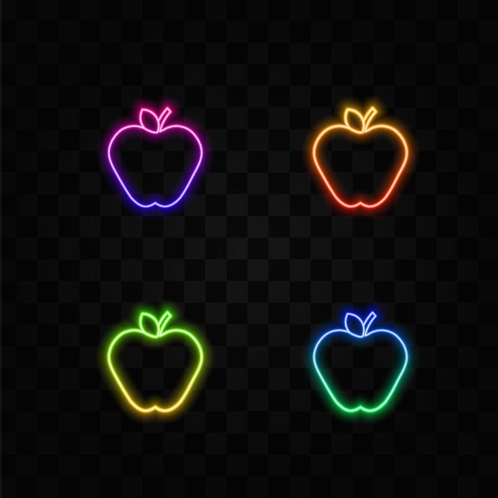 Apple Flat Icon Graphic Design. neon style. vector