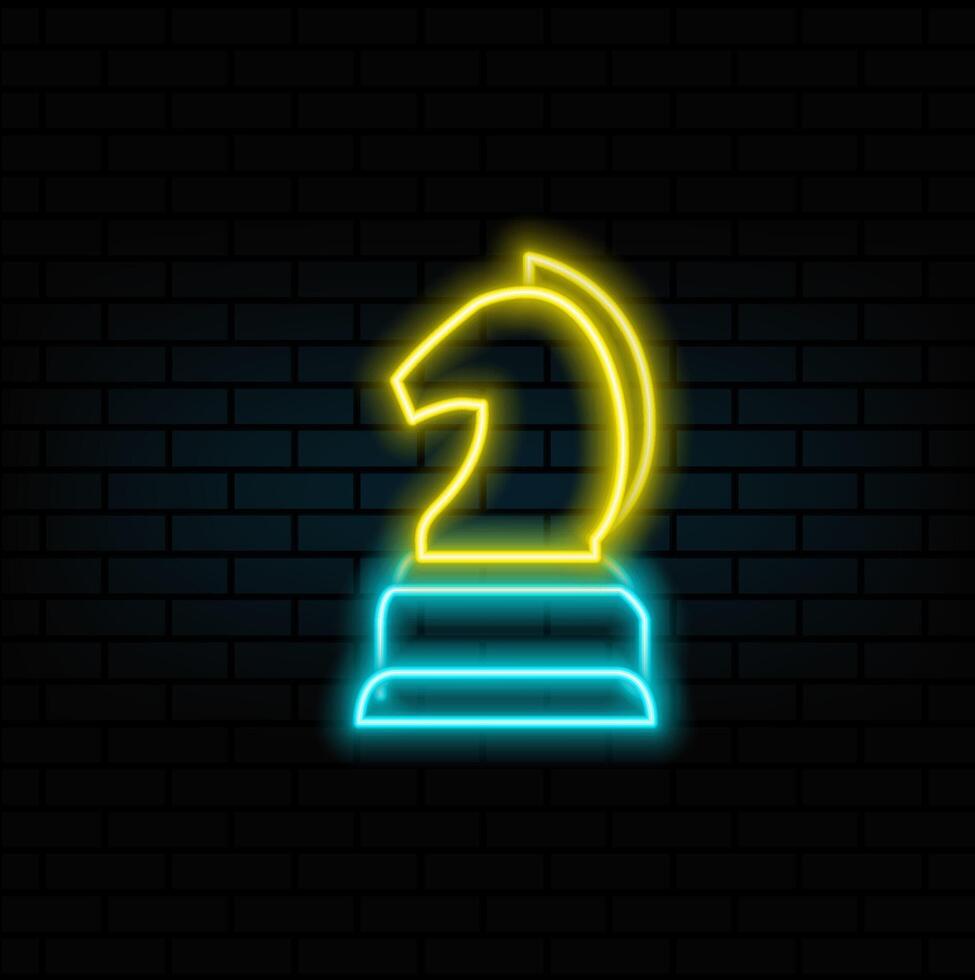 neon style. horse chess piece.isolated.neon filled outline chess icon. Business strategy. Game, management, finance vector