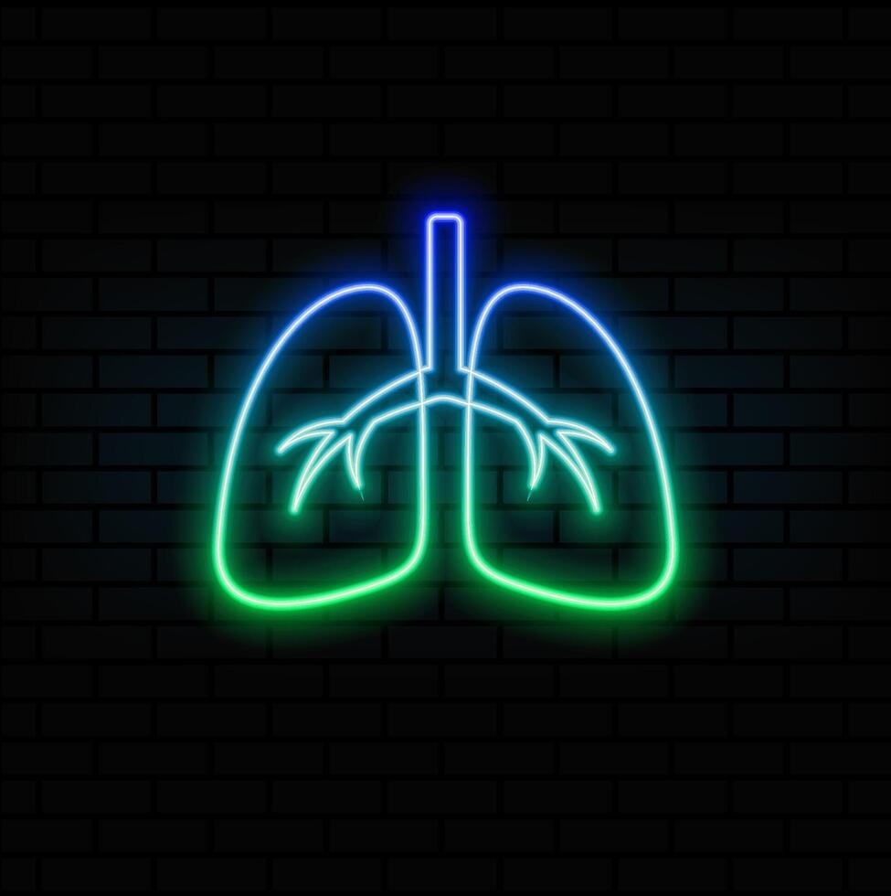 Isolated illustration of lung, human lung isolated icon. lung icon. neon style.breathe concept line icon. simple illustration element. breathe concept sketch symbol design vector