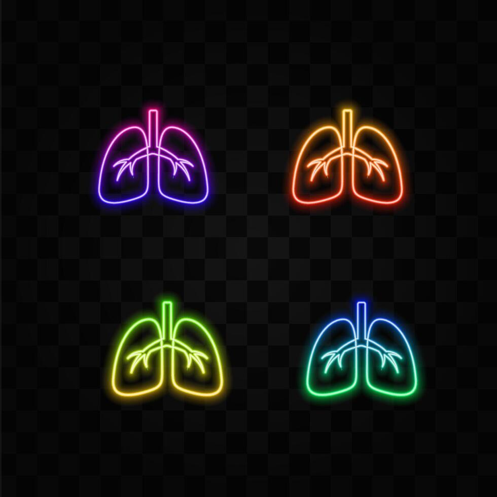 human lung isolated icon. lung icon. neon style. vector