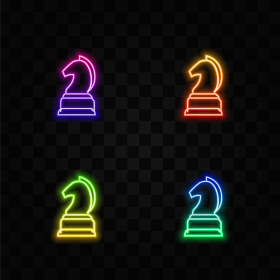 Isolated filled outline chess icon. neon style. Business strategy. Game, management, finance vector