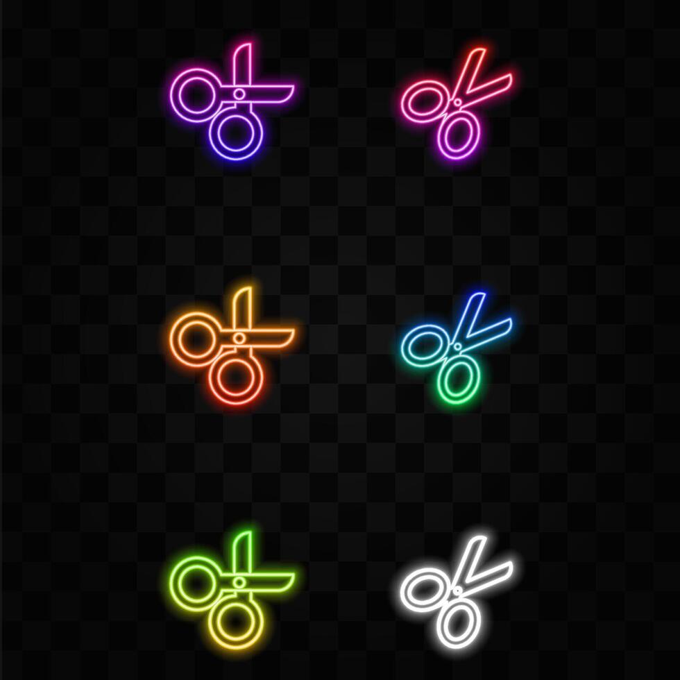 Simple thin line animation of scissors icon. neon style. vector
