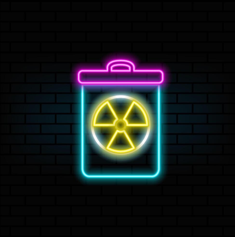 neon style. nuclear waste drum icon symbol design. neon.toxic waste icon design. radioactive waste. vector