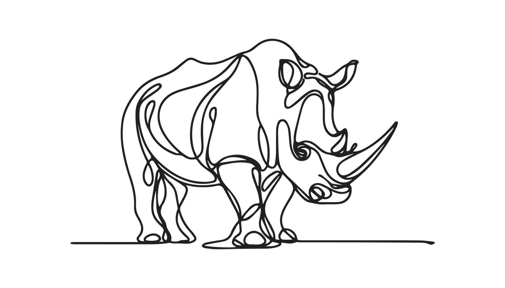 Rhino Single Line Icon Design vector