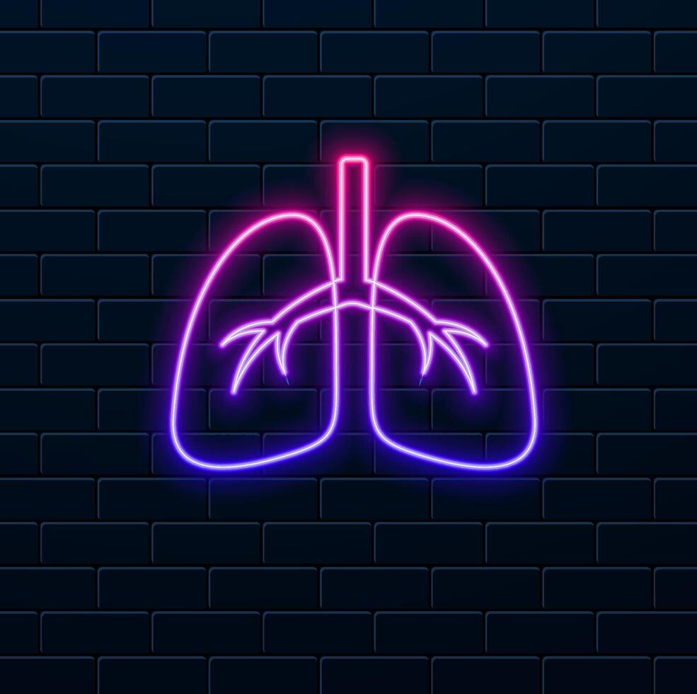 icon, human lung isolated icon. lung icon. neon style.breathe concept line icon. simple illustration element. breathe concept sketch symbol design vector