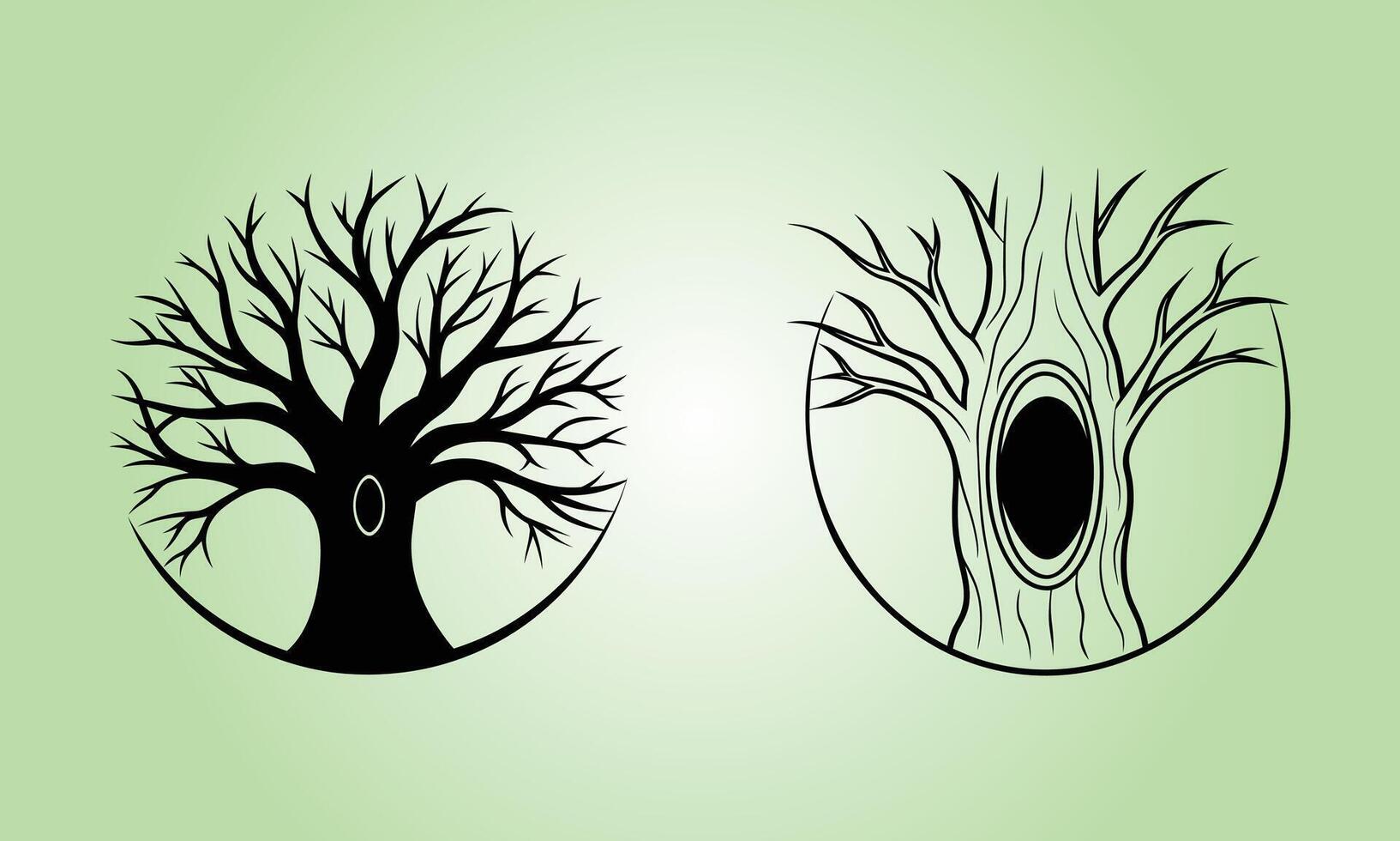 A hollow in a tree silhouette vector