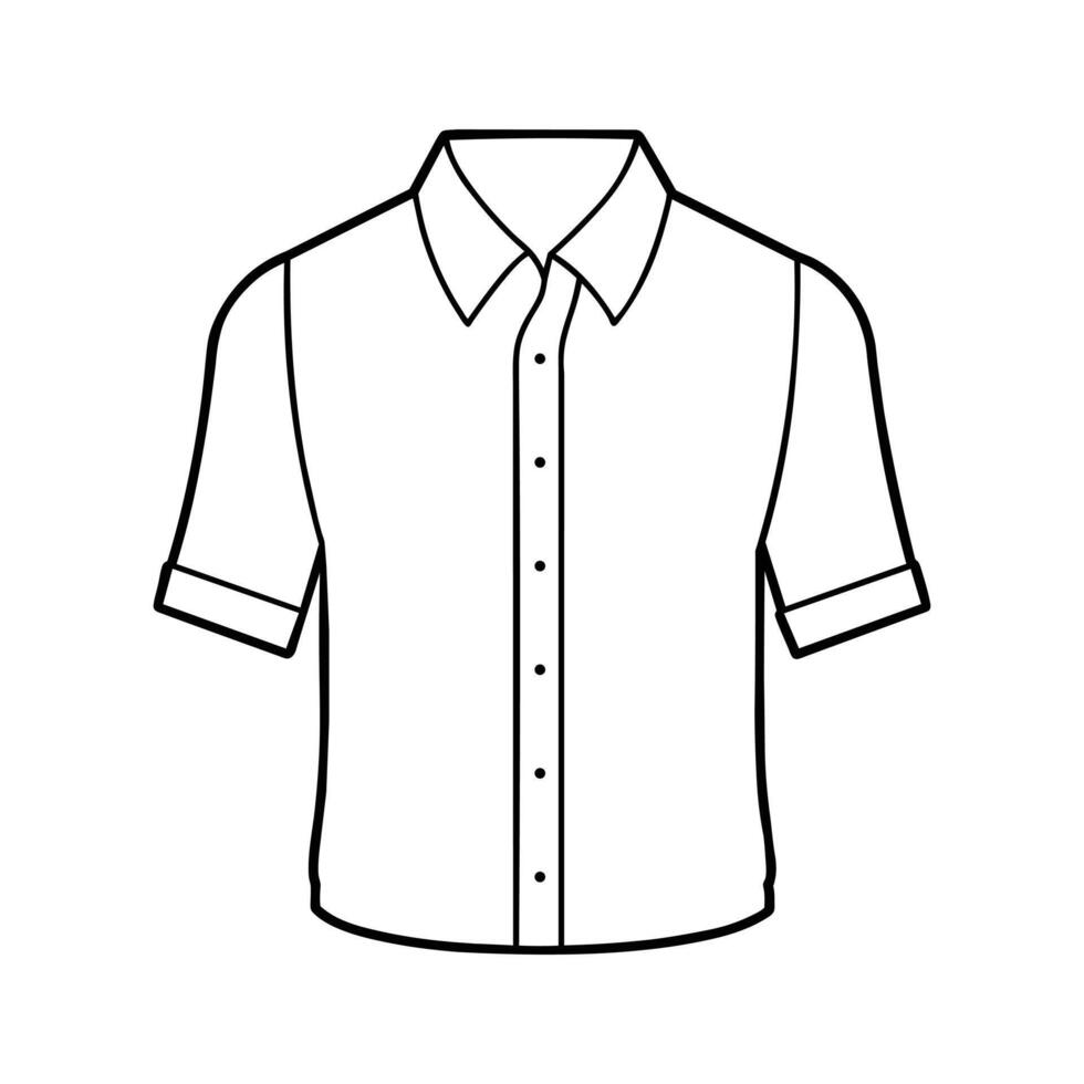 Men's shirt silhouette line art vector
