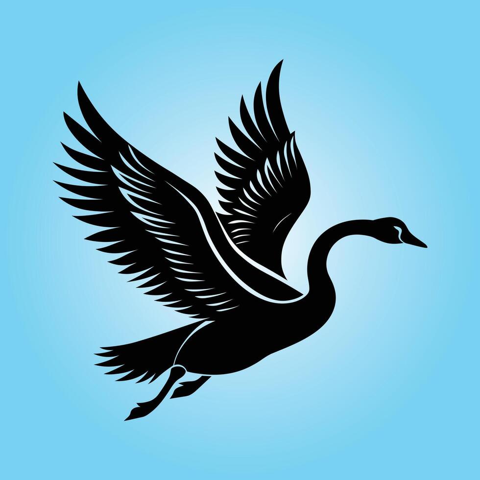 A flying swan art in the sky vector