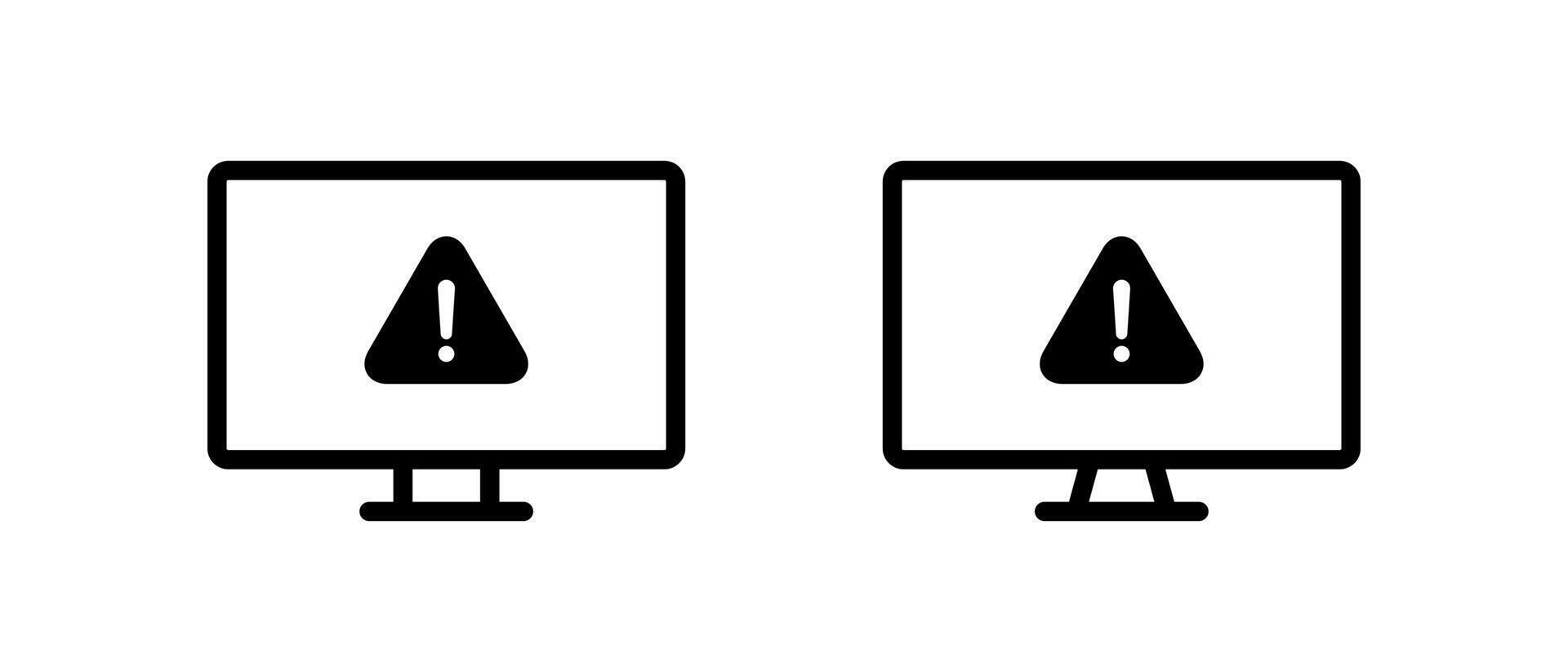 Warning on computer monitor icon. Security threat information on screen sign symbol vector