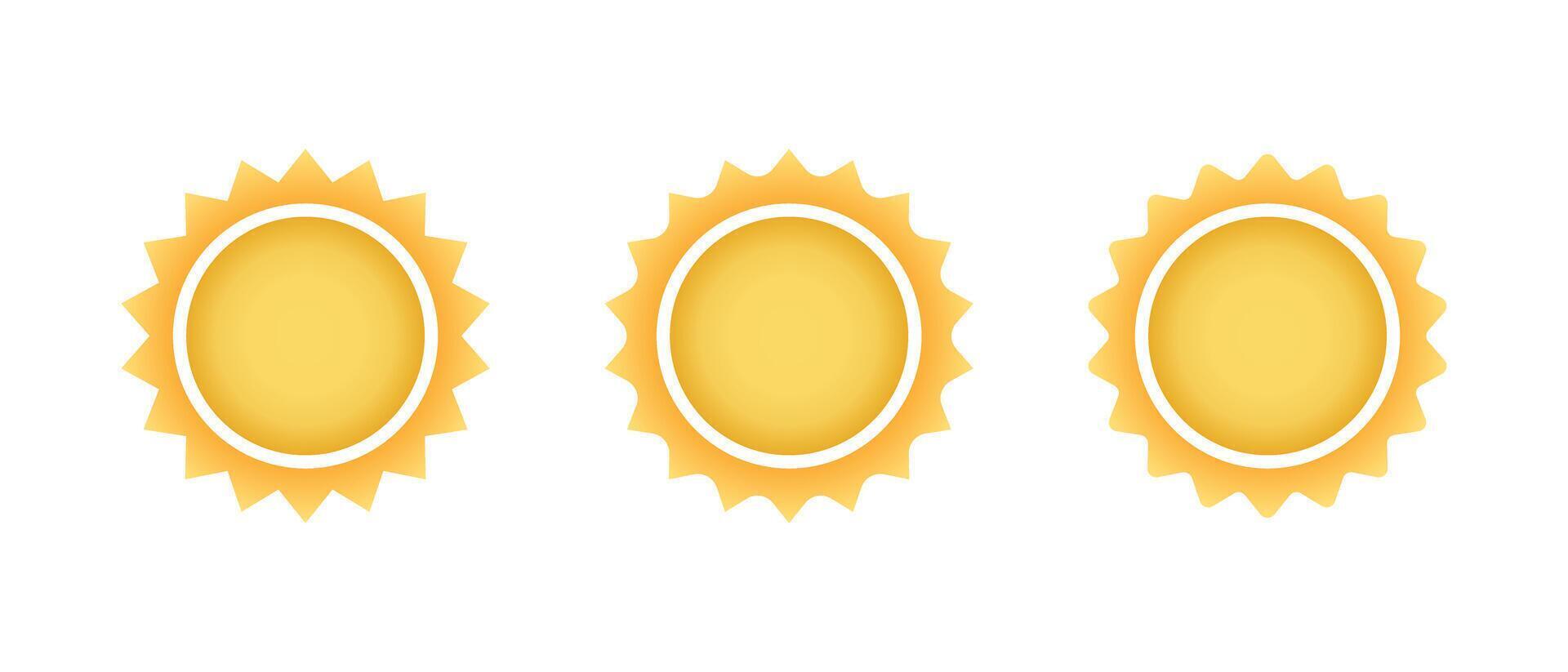 Sun, sunburst icon set in flat design. Starburst gradient sign symbol vector