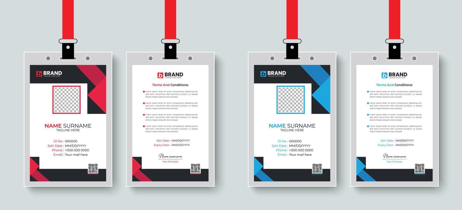Multipurpose modern and simple office employee id card or identity card design layout. Template design for business company office id card, staff card design. vector