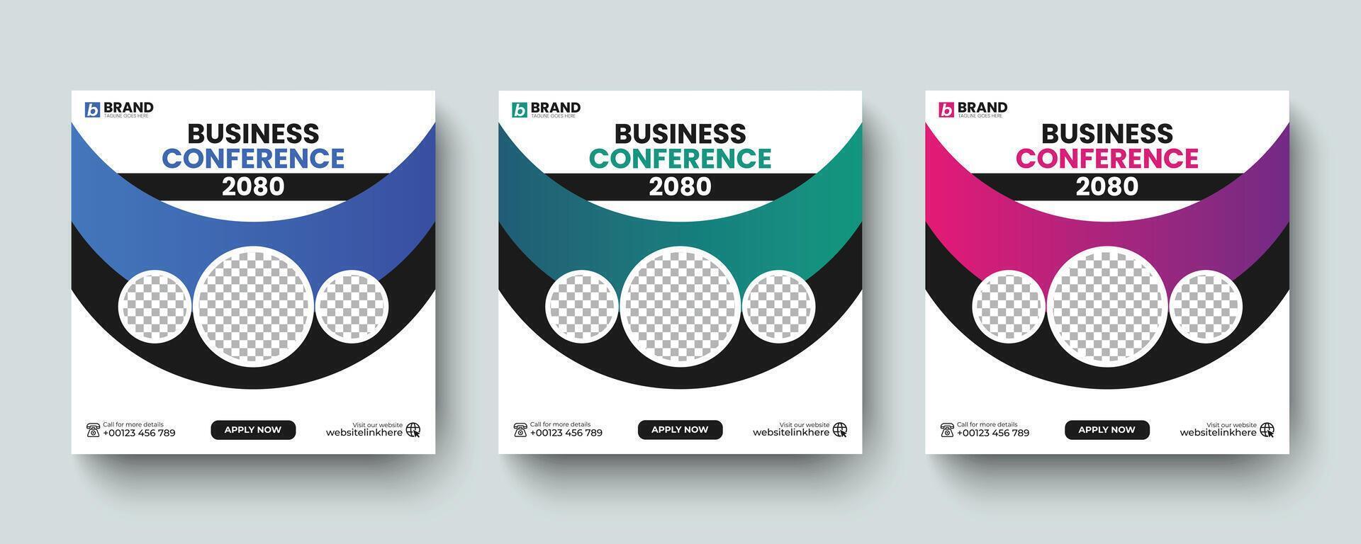 Modern digital business conference social media post or web banner design layout template. digital business conference social media post, advertising web banner, ad design template. vector