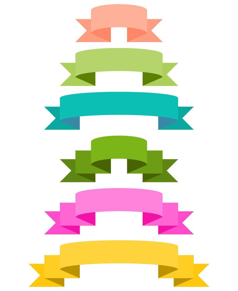Various shapes of flat colorful ribbon banners vector