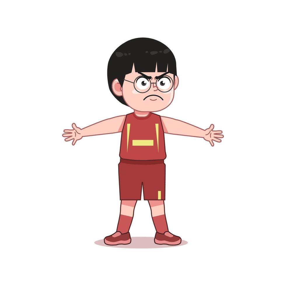Chinese Happy cute kid boy play train basketball Block vector