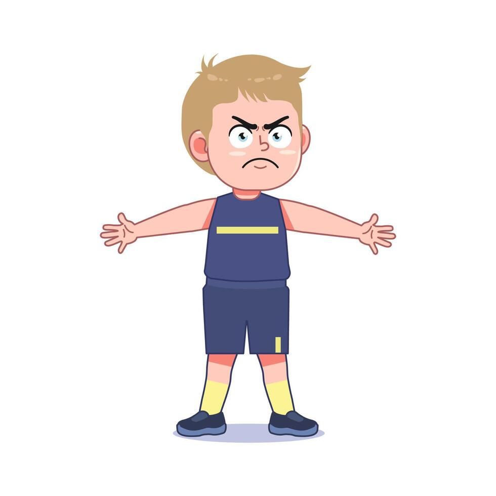 Blond Cute Little Boy Cartoon Playing Basketball Block vector