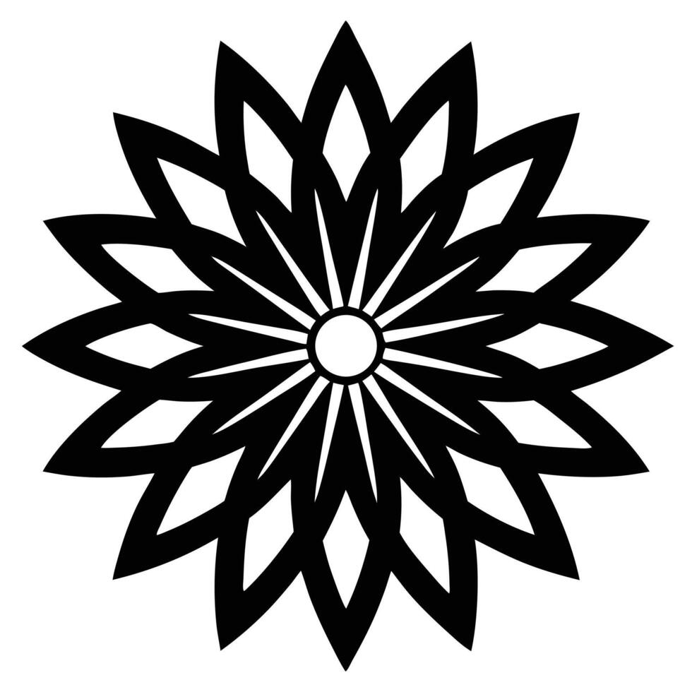 Intricate Black and White Floral Mandala Design A Stunning Symmetrical Flower Pattern for Art, Crafts, and Digital Projects vector