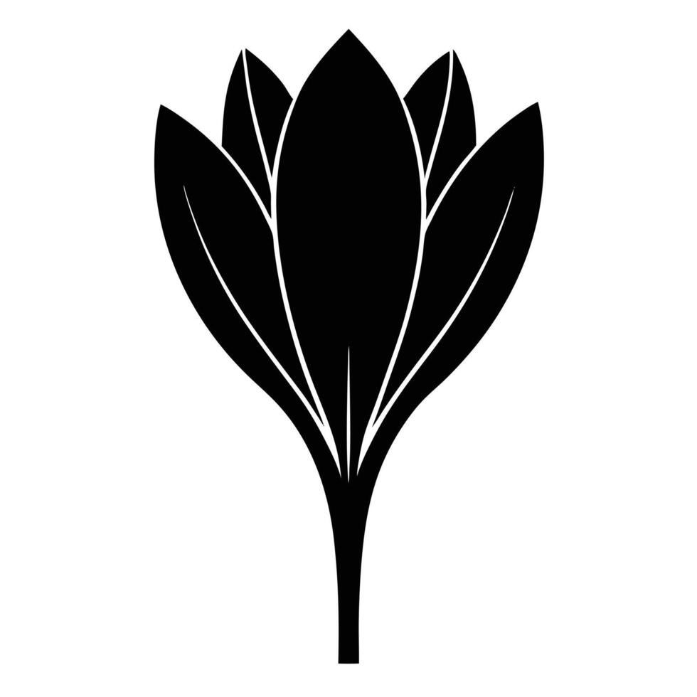 Elegant Black Crocus Flower Silhouette, Isolated on White Background, Minimalist Botanical Illustration, Simple Spring Bloom Design vector