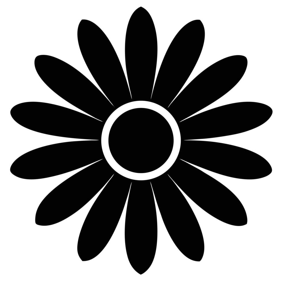 Striking Black and White Daisy Flower Graphic Design Element, Simple Floral Illustration for Branding and Decoration, Minimalist Botanical Mood vector