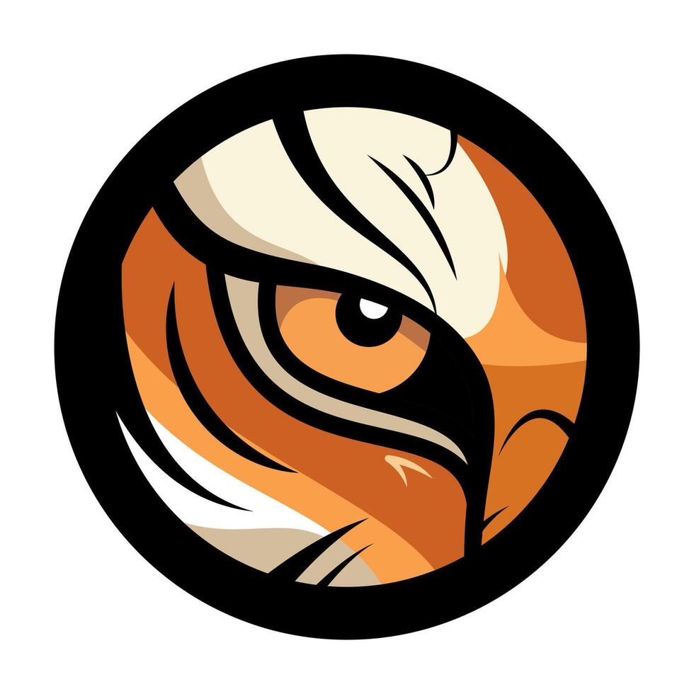 Tiger Eye Emblem Illustration. A bold and stylized illustration of a tigers eye enclosed in a circular emblem. vector