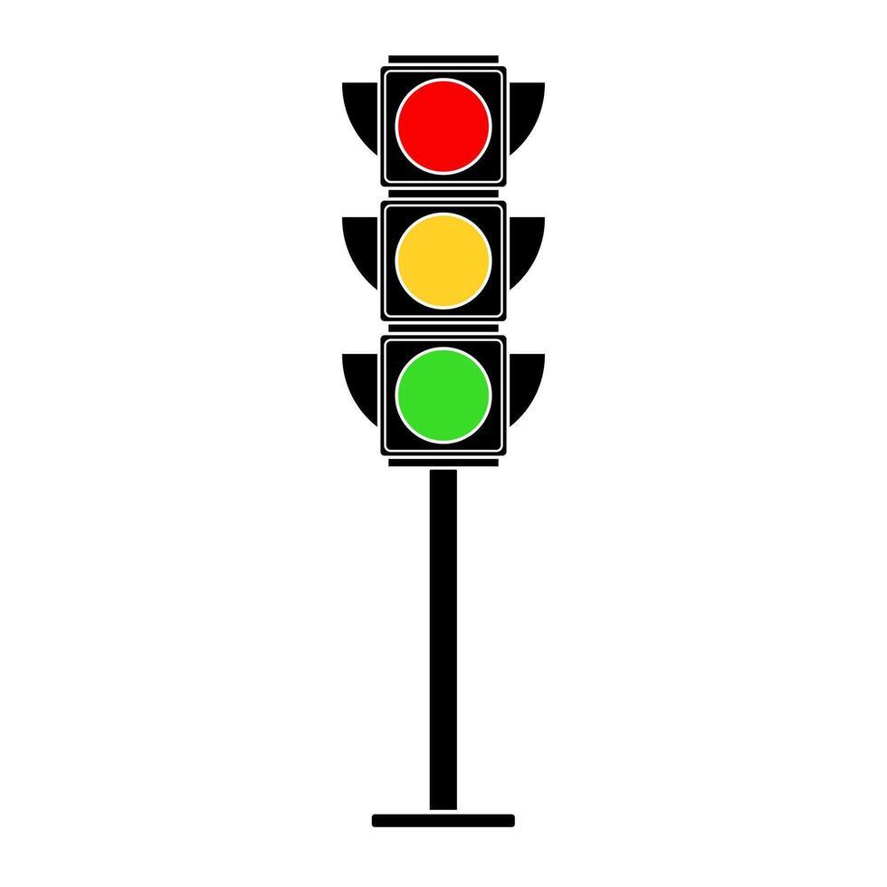 Traffic Light Illustration. This illustration features a classic vertical traffic light with three illuminated signals - red, yellow and green. vector