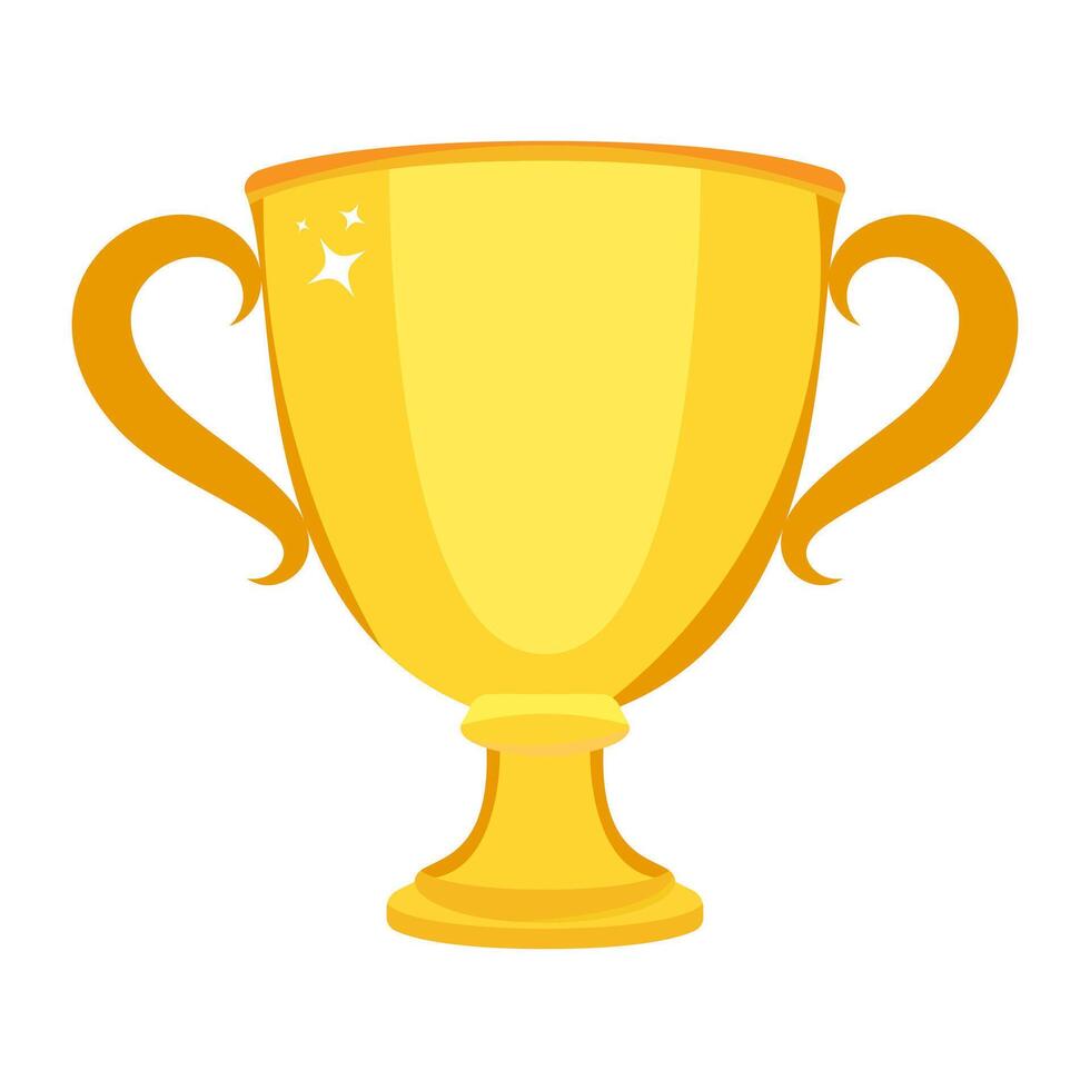 Golden Trophy Cup Illustration. A shiny golden trophy cup with two elegant handles and a smooth, reflective surface. vector
