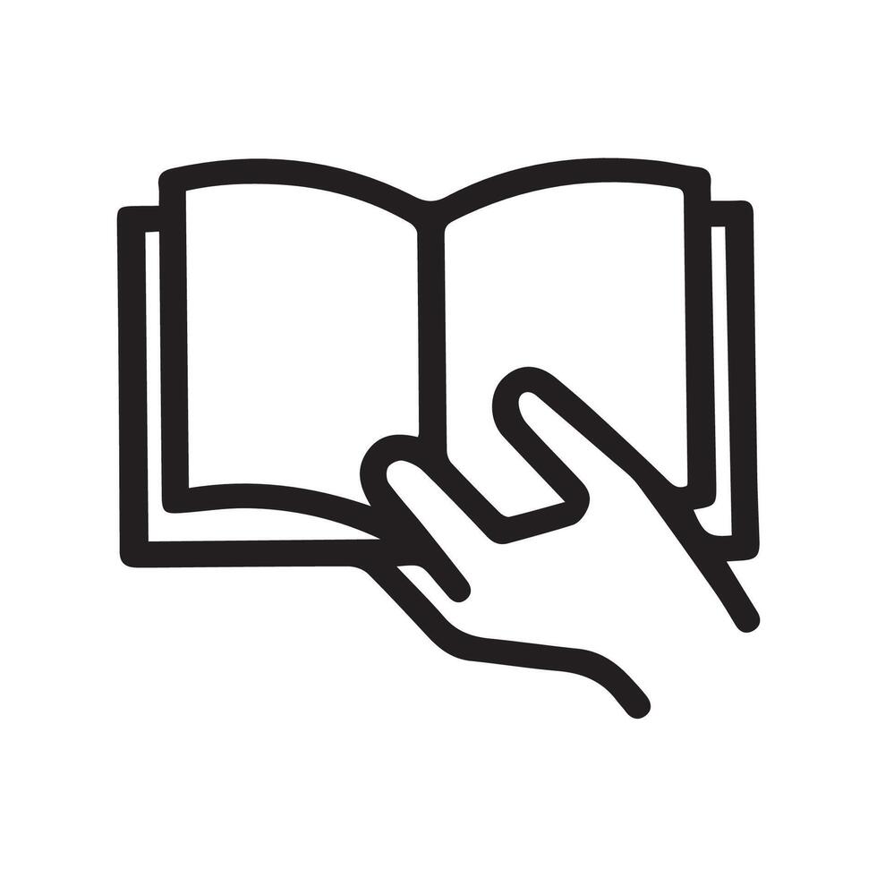 Open Book with a Hand Turning Page Symbol of Education Knowledge vector