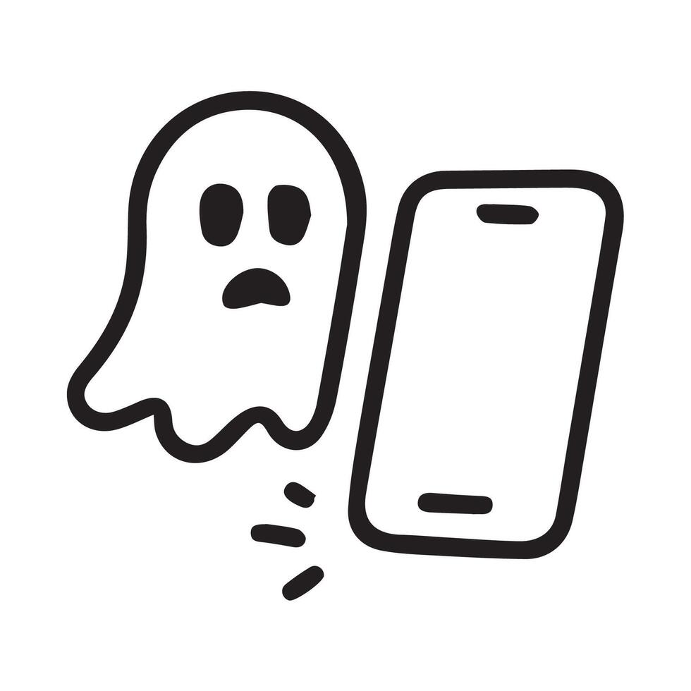 Spooky ghost hovering next to a smartphone creating a fun halloween vibe vector