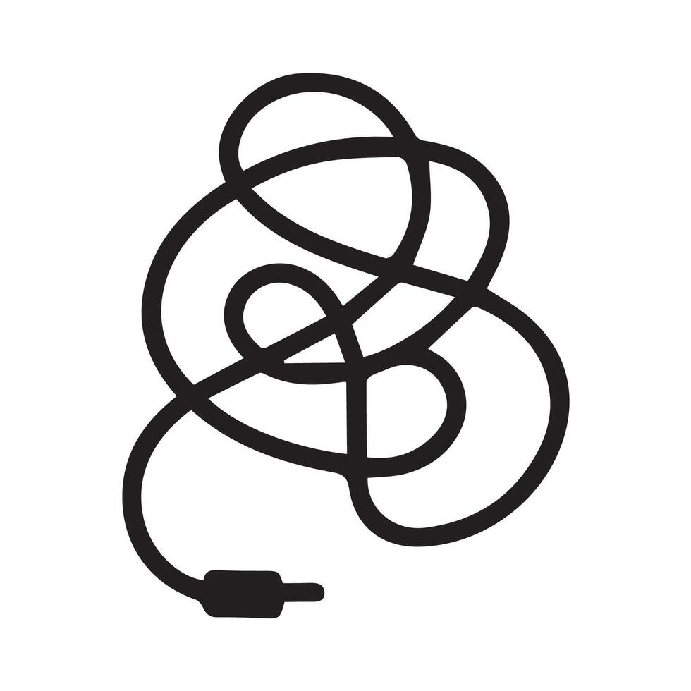 Tangled Data Cable A Mess of Wires Waiting to Be Untangled Soon vector