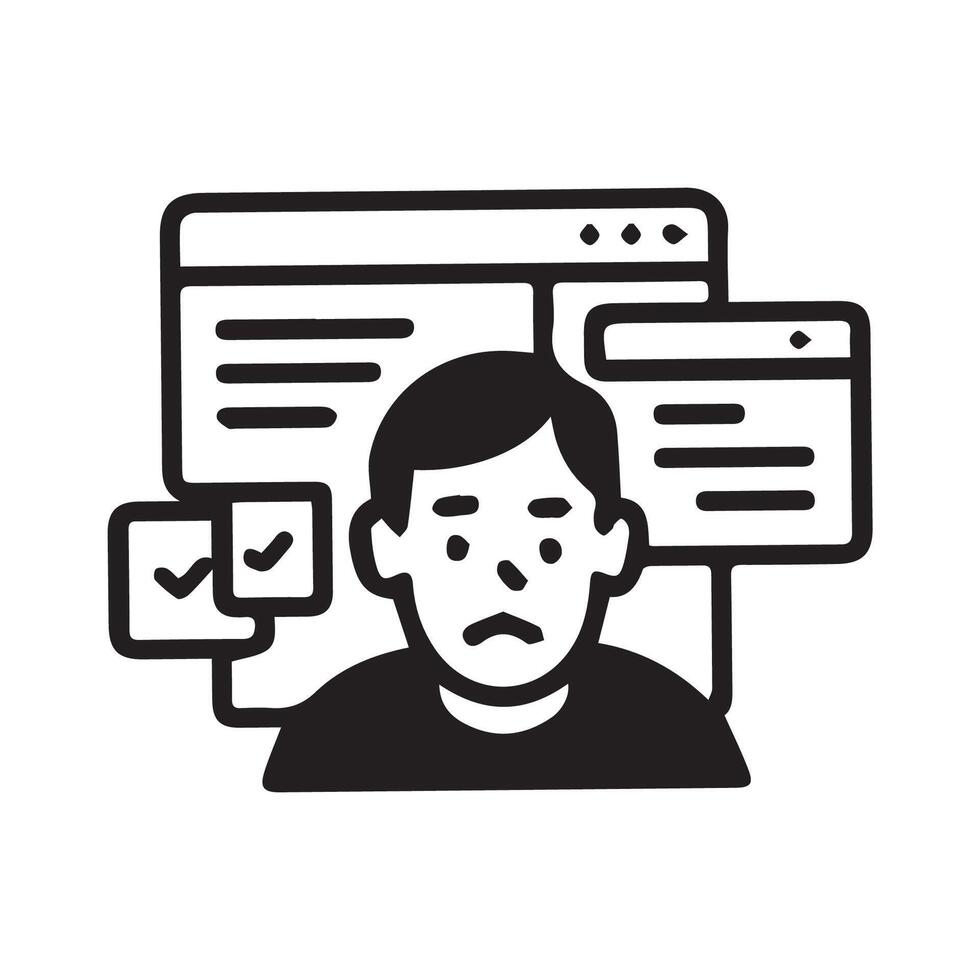 Overwhelmed by Tasks Depicts Modern Work Life Emotional Distress vector