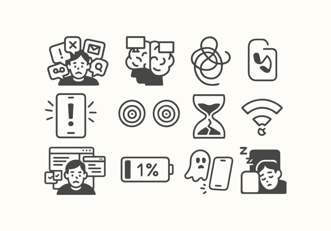 Digital Overload Conceptual Illustration Exploring Technology's Impact vector