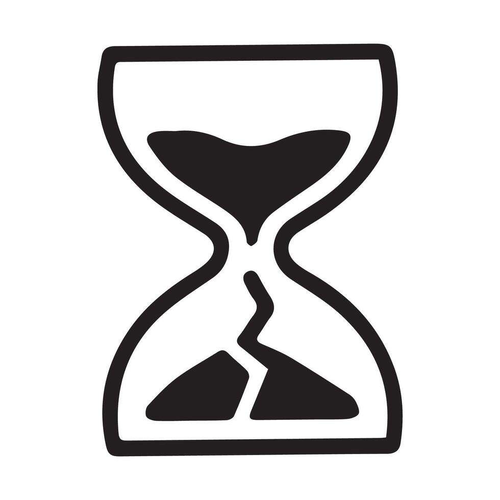 Broken Hourglass Symbolizes Time Running Out Urgency Concept vector