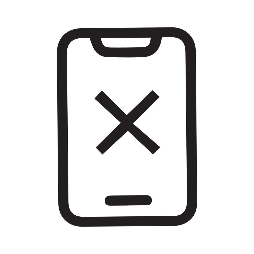 App Failure Screen Displaying Cross Mark Inside Phone Shaped Frame vector