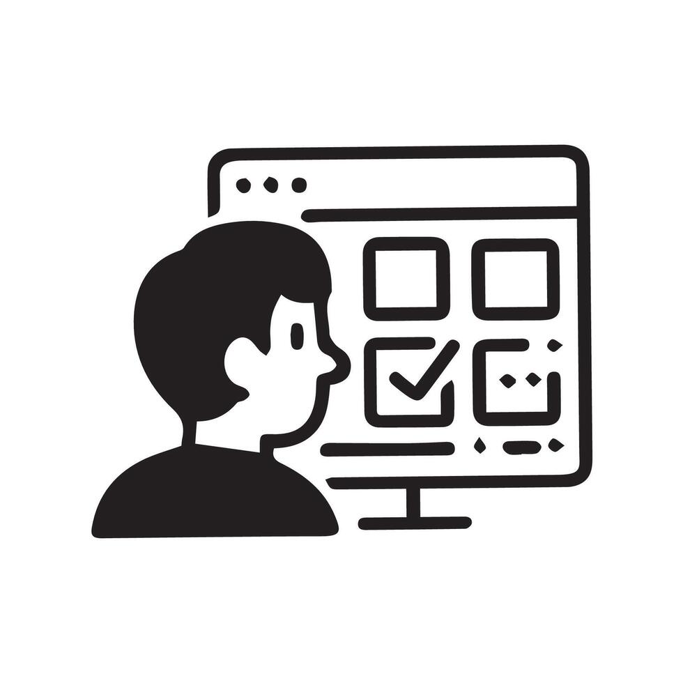 Person Interacting with Digital Form Selection Process Online vector