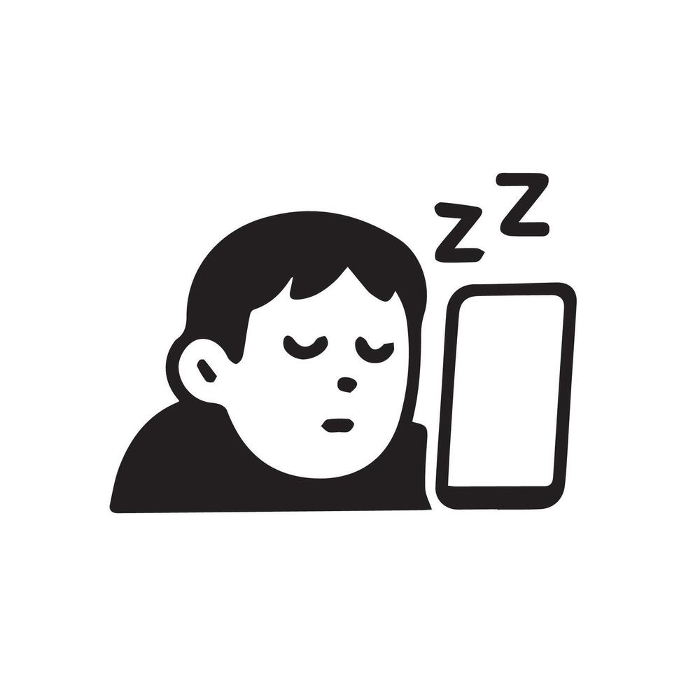 Resting Time Cartoon Illustration Man Sleeping Next to Phone vector