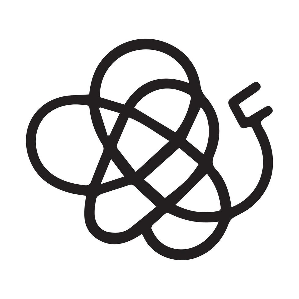 Tangled electrical cord creating abstract knotwork design concept vector