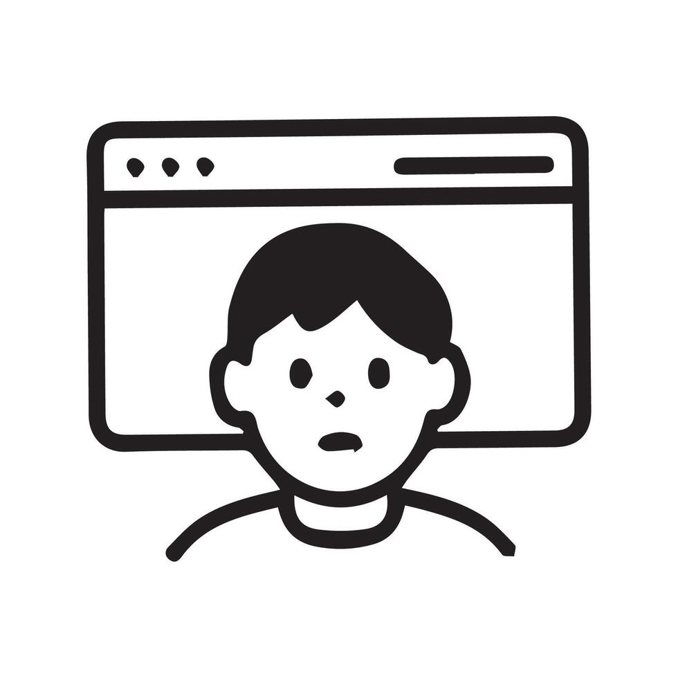 Staring into the digital abyss a person and their computer screen vector
