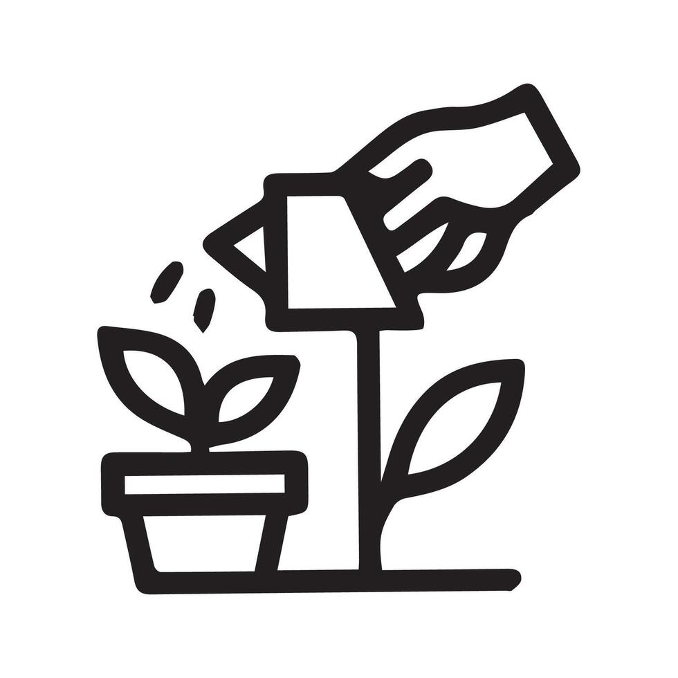 Nurturing Growth Watering Can Nourishes New Life Simple Graphic Design vector