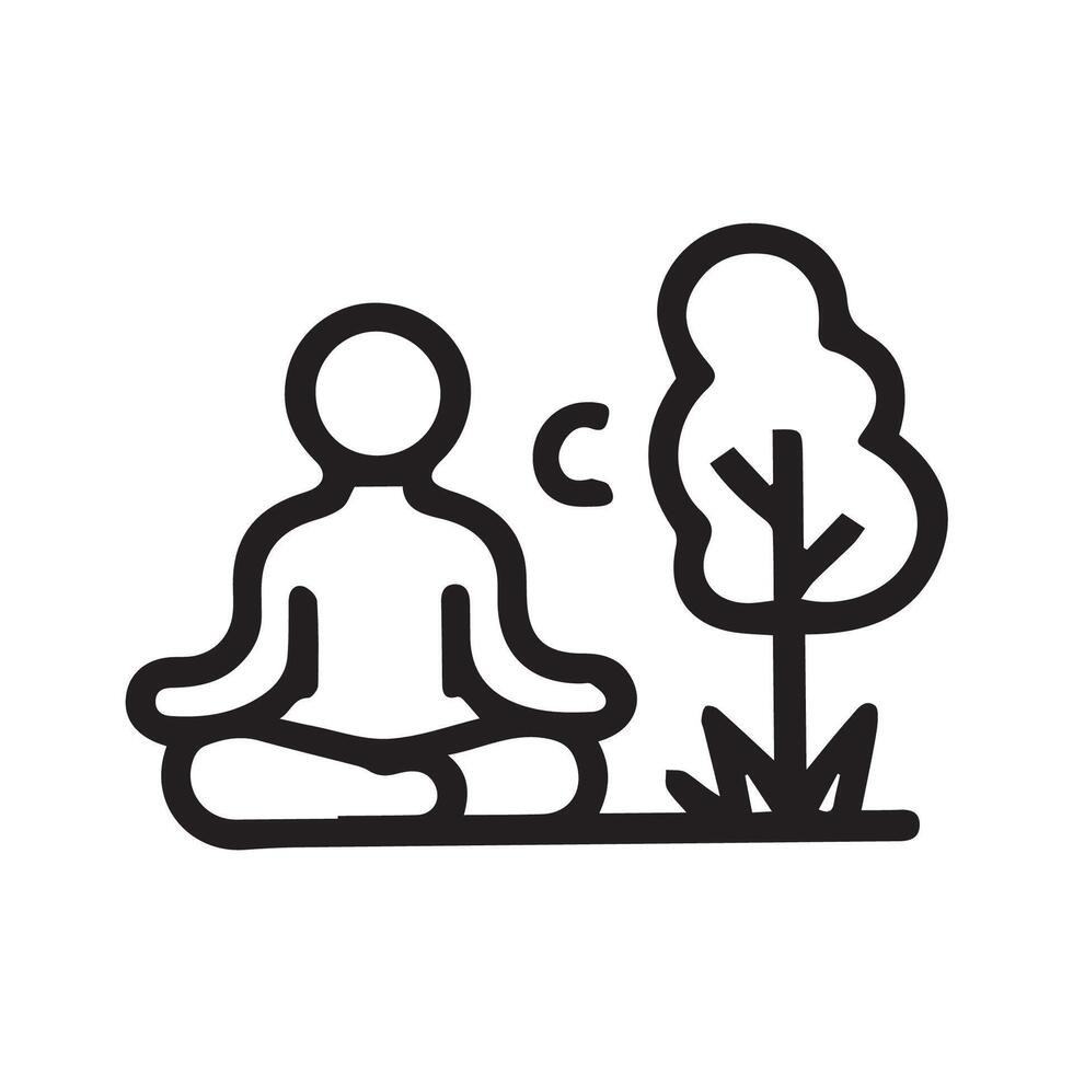 Finding Inner Peace A Meditative Moment in Nature Under Crescent Moon vector