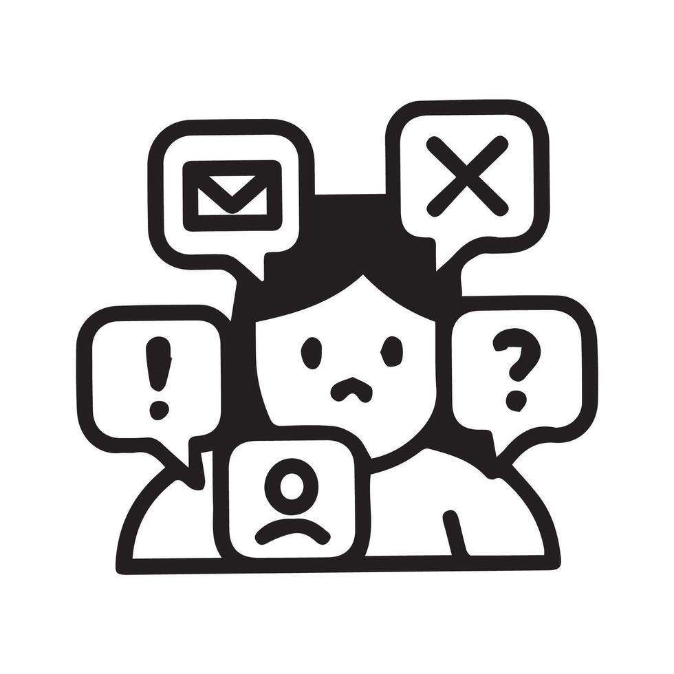 Feeling Overwhelmed A Person Surrounded by Many Thoughts and Decisions vector