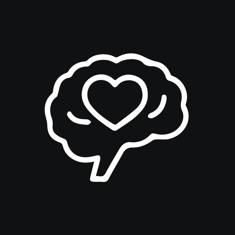 Brain with Heart Icon Symbolic of Emotional Intelligence Concept vector