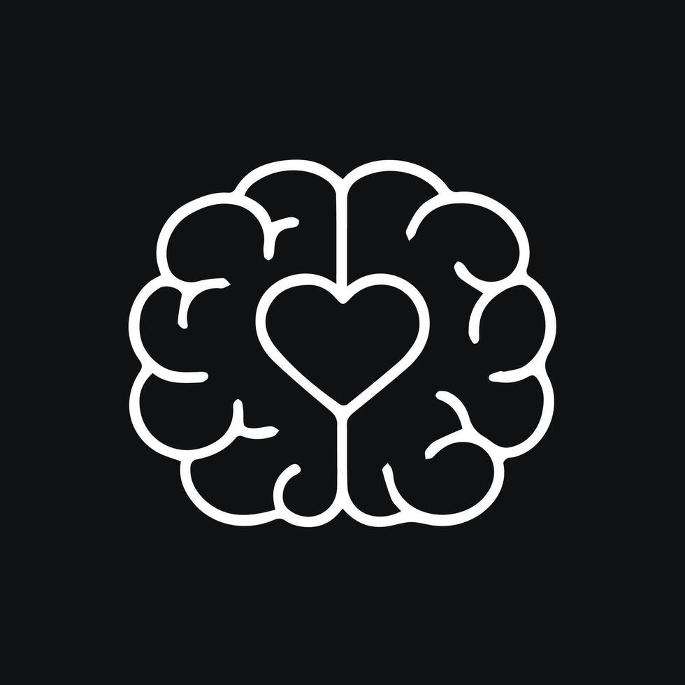 Brain with Heart Love and Intelligence Merging Beautifully Together vector
