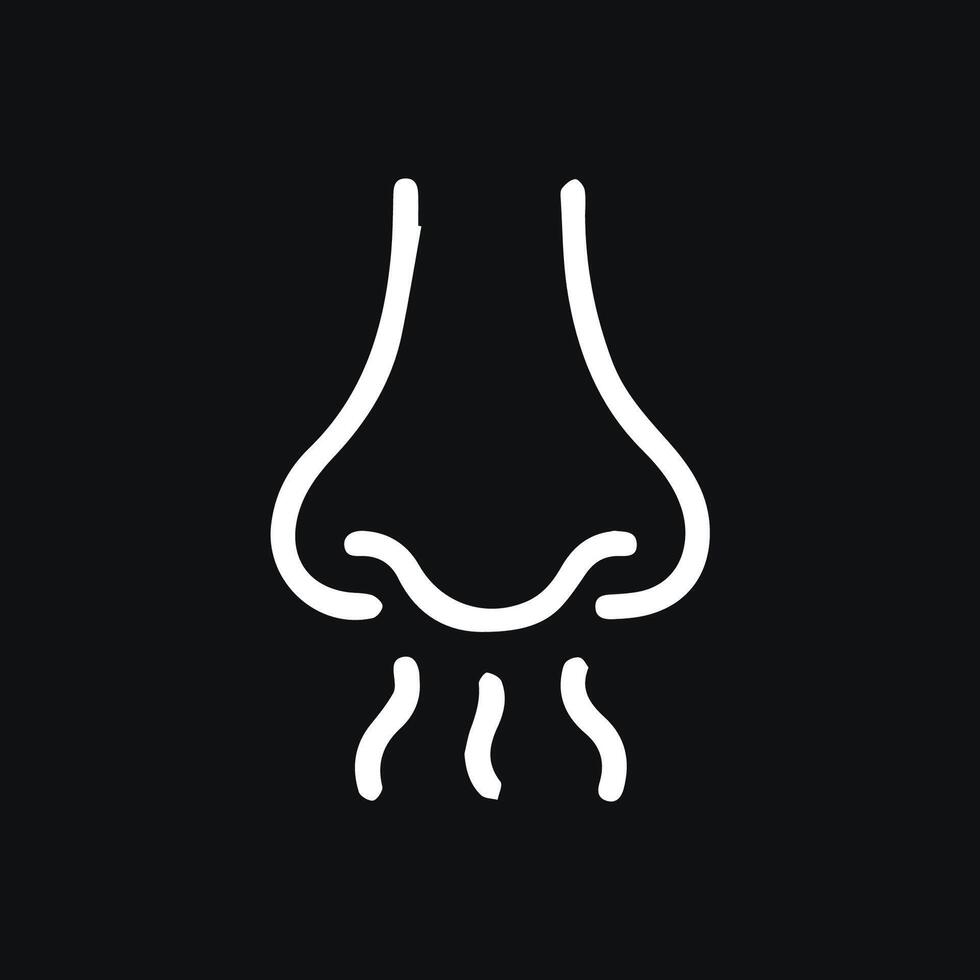 The Sense of Smell A Simple White Line Icon of a Nose and Aroma vector