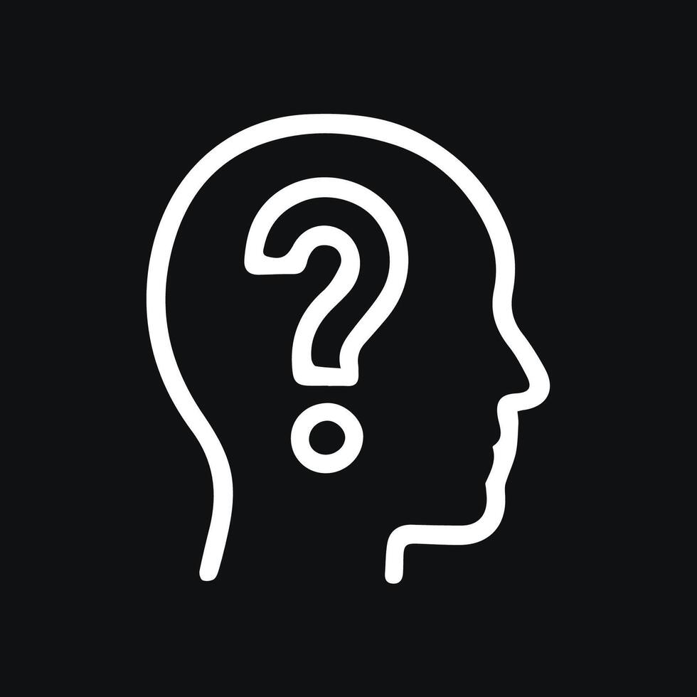 Thinking and Questions Illustration of a Head with a Question Mark Inside vector