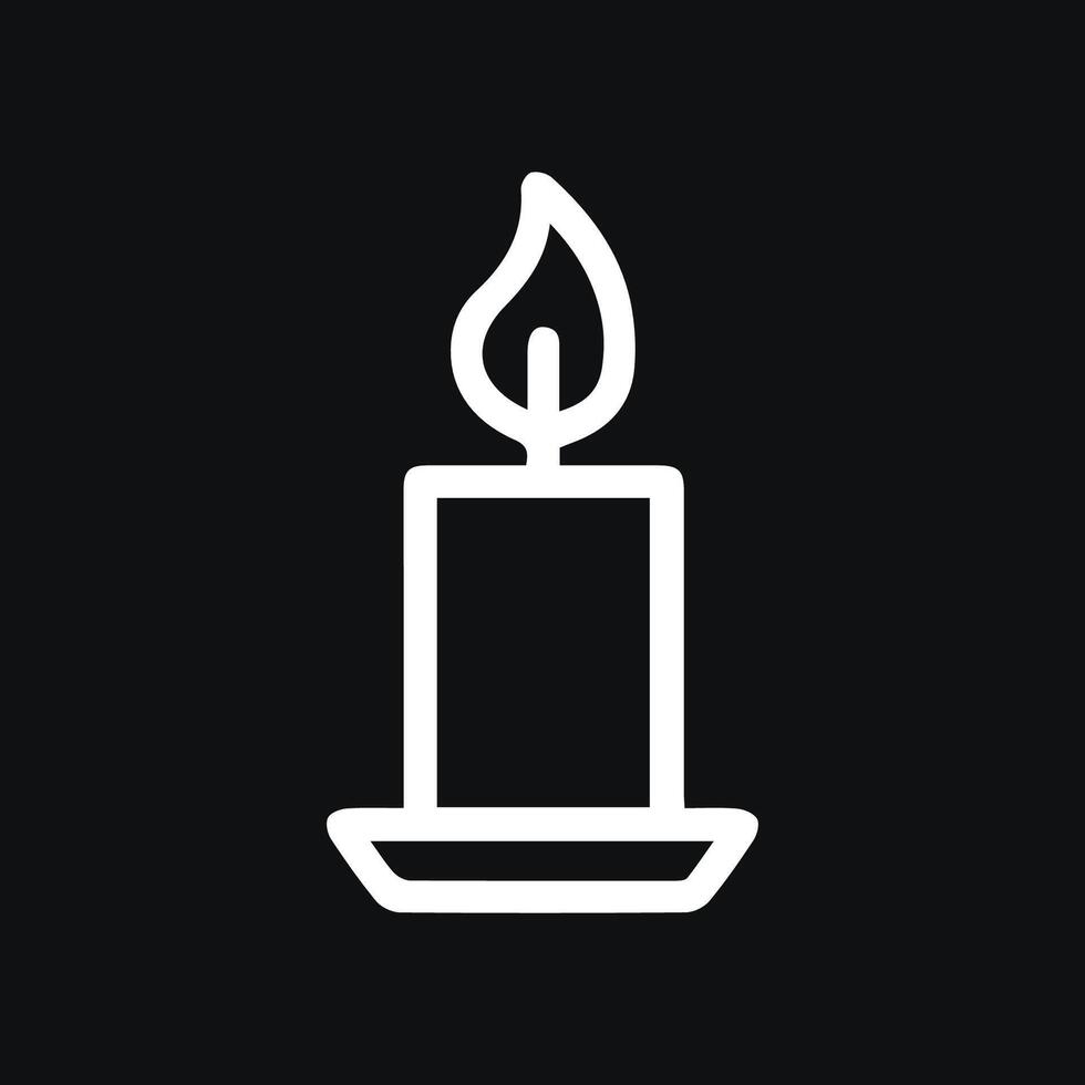 Simple Candle Icon Warmth and Light on a Black Background Design vector