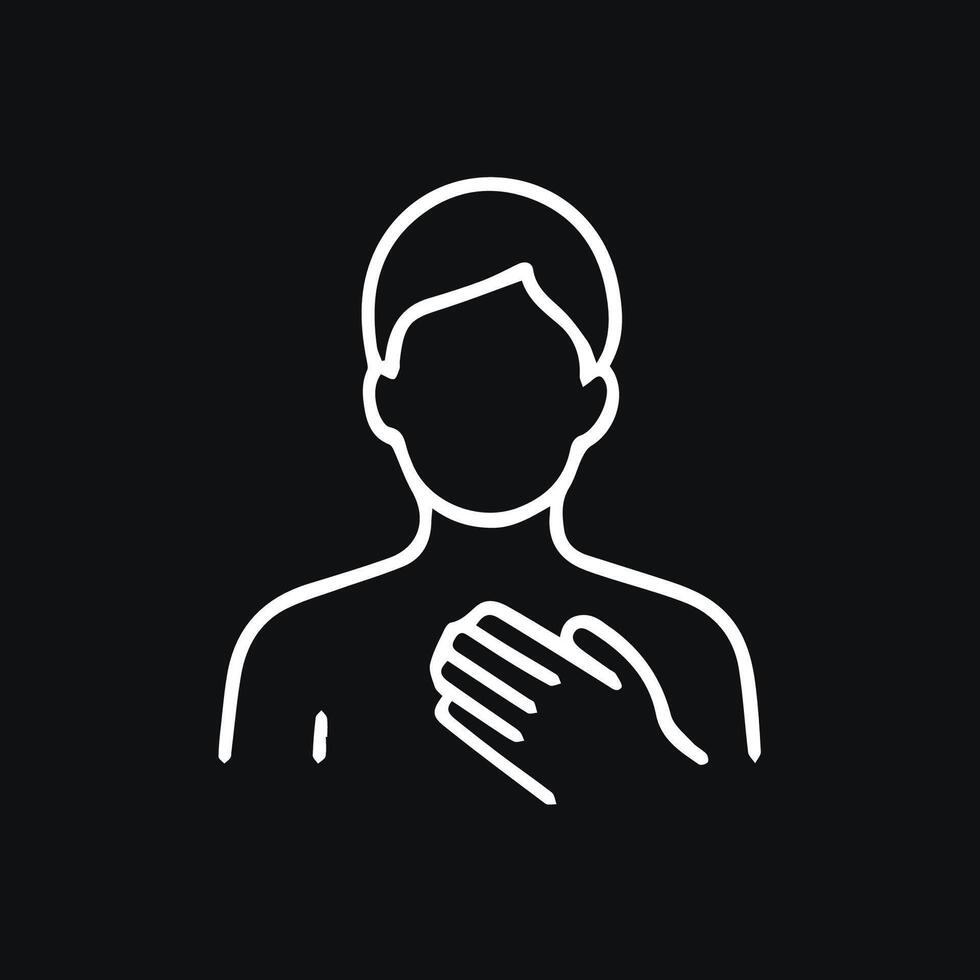 Person with Hand on Chest Expressing Concern or Showing Solidarity vector
