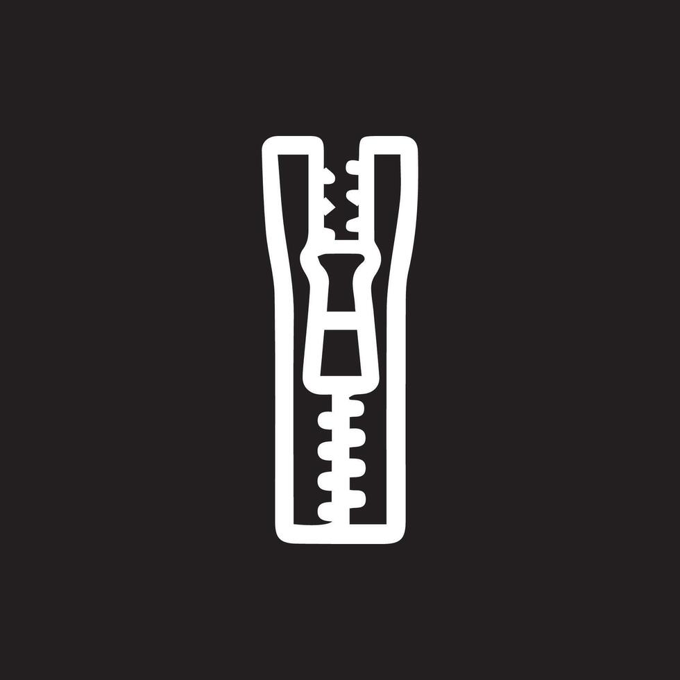 Sleek Zipper Illustration on Bold Black Backdrop Sewing Craft Notion vector