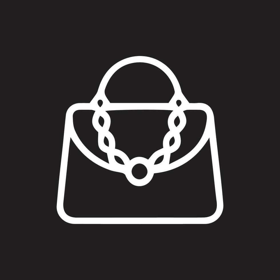 Elegant handbag outlined against a stark black backdrop minimalist style vector