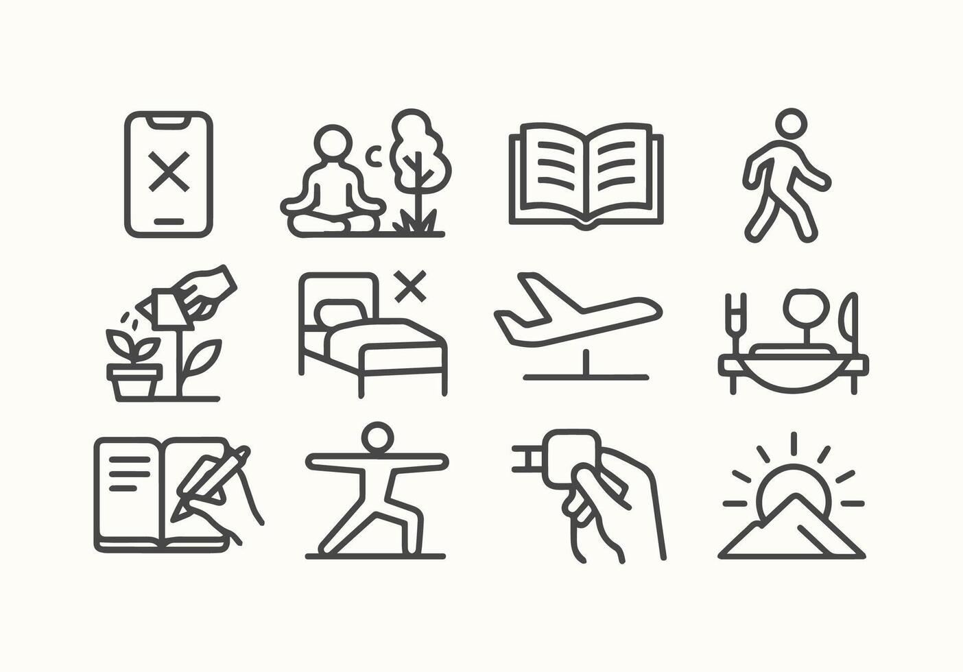 Simple Daily Icons to Promote a Healthy and Balanced Lifestyle Focus vector