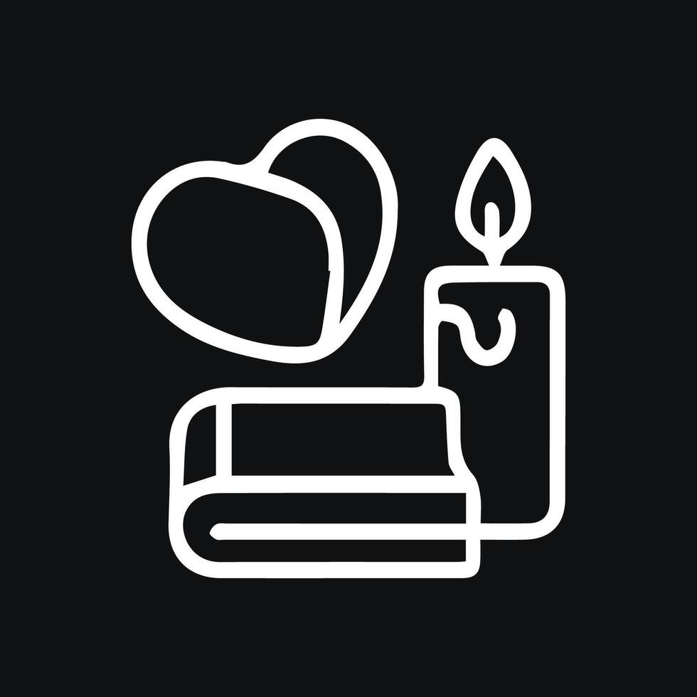 A Glowing Candle Next to Books with a Heart Shape on a Dark Background vector